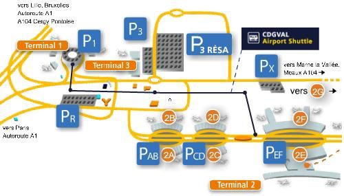 plan parking aeroport roissy Charles de gaulle