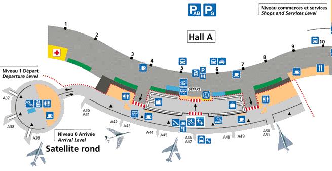 plan terminal 2A Roissy CDG